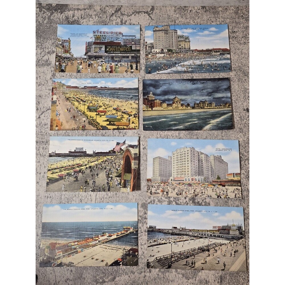 8 Vintage 1950'S Atlantic City , NJ Postcards Ephemera Casino Vacation